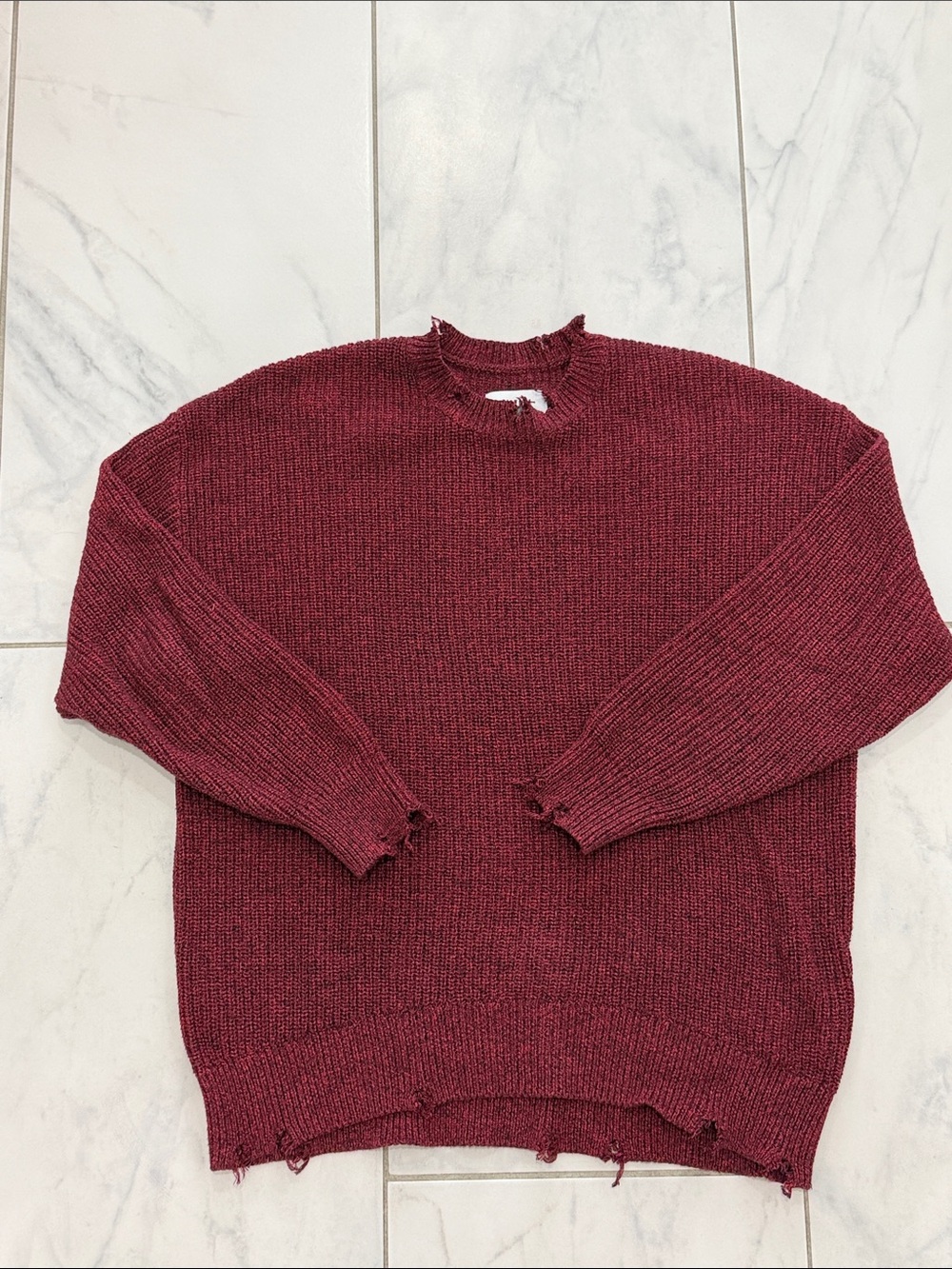Pistola Eva Distressed Cotton Sweater Cherry Black Marl S